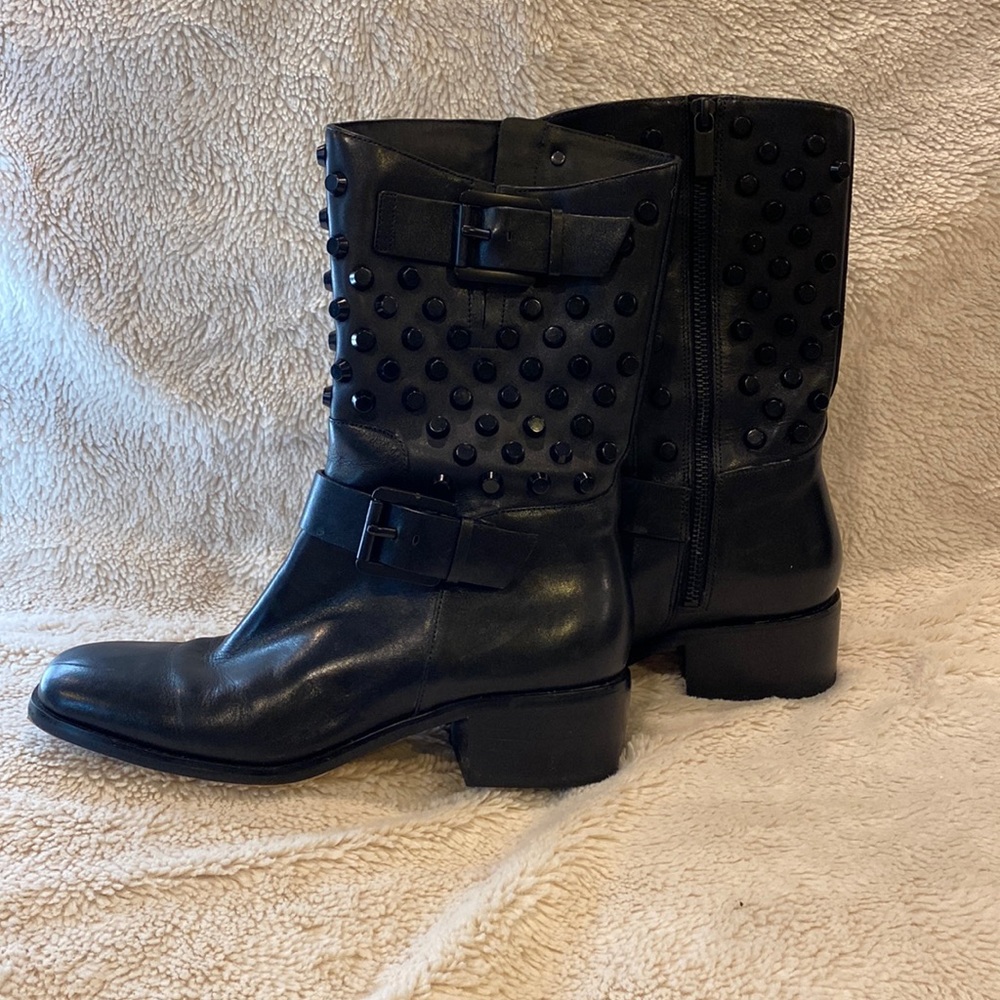 Michael by Michael Kors Black Leather Boots w/ Embellishments